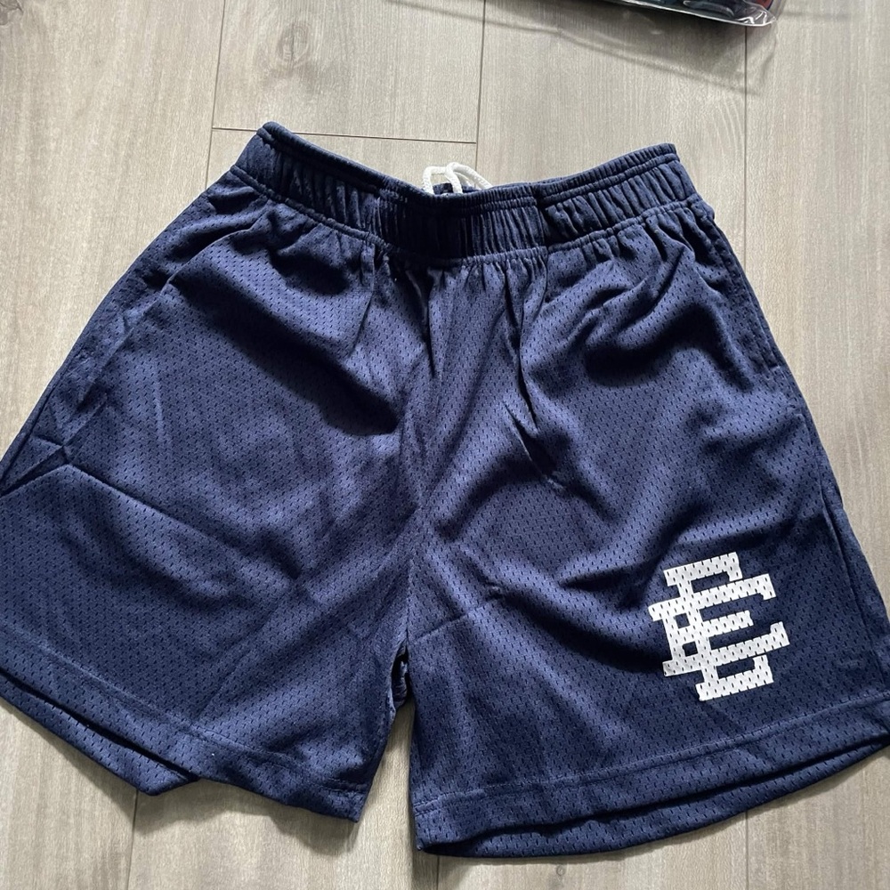 Medium Navy Eric Emanuel Shorts White logo
